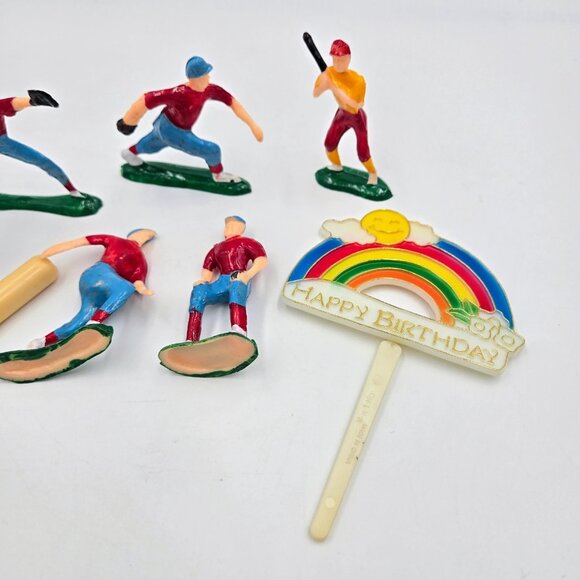 Vintage Baseball Players Cake Decorations Bat Happy Birthday Read - Picture 6 of 8